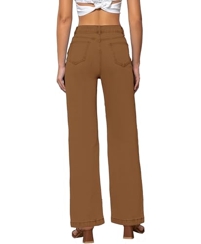 Womens Jeans Mid Waisted Straight Leg Loose Stretchy Lightweight Tummy Control Trendy Jeans for Women 2025 (US, Numeric, 6, Regular, Regular, Coffee)4