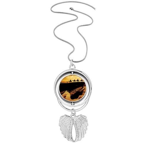 Collier ailes d'ange en soie d'exception au design de carte routière du désert fait main
