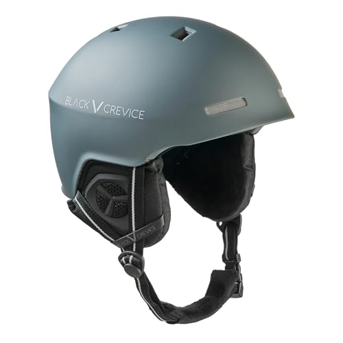 BLACK CREVICE Casco de esquí para hombre y mujer | Modelo: Aspen I Casco de snowboard con diseño deportivo I Ajuste de tamaño sin niveles, Gun Metal, M