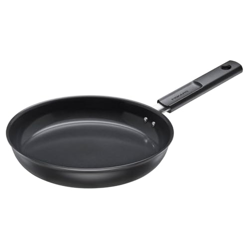 Fiskars PoĂȘle Ă Frire, Hard Face, DiamĂštre 24 cm, Convient pour Tous Types de Feux, RevĂȘtement Anti-AdhĂ©sif, Anti-Rayures, Aluminium/Plastique, Noir, 1075458