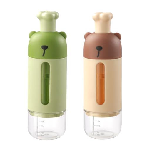 Chef Bear - Recipientes medidores de levadura, paquete de 2, marrón y verde, con medición precisa de gramos para hornear y almacenar en la cocina