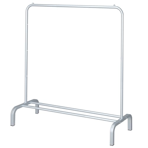 Image of JIUYOTREE Metal Clothing Rack 43.3 Inches Clothes Garment Coat Rack with Bottom Shelf Clothing Rack for Hanging Clothes Coats Skirts Shirts Sweaters Silver Gray
