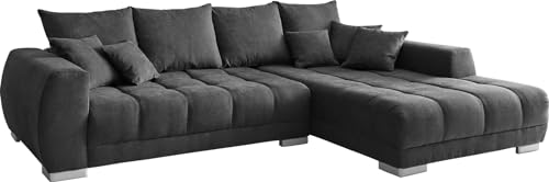 DELIFE Sofa Josea Mikrofaser Schwarz 300x220 cm Recamiere rechts Ecksofa