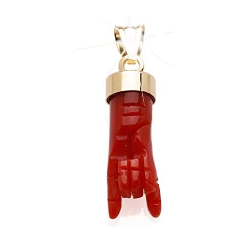 Antonino De Simone Pendant with Hand Horns in Red Coral of the Mediterranean, Mounted in White Silver 925, Also Available in Golden Silver 925. Weight Approx. 1 Gram. (White Silver 925) red Cover