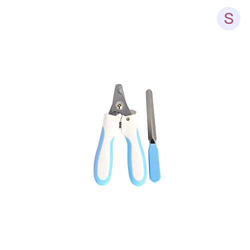 TONVER - Tijeras de uñas para mascotas, de acero inoxidable, para perros, gatos, uñas, cortauñas para uñas, lima de uñas, tijeras portátiles, 12,5 x 5,2 cm (azul u0096 pequeño)