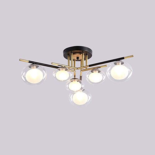 Lustre plafonnier en verre nordique G9 noir et or pour salon