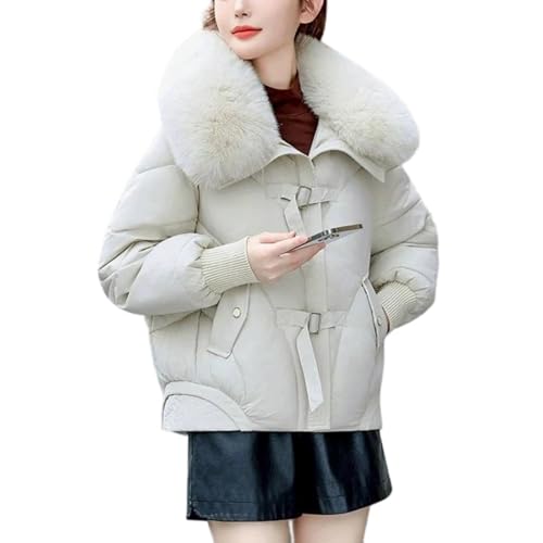 Chaqueta de invierno corta cálida para mujer, de algodón, acolchada, informal, para exteriores, White1, M