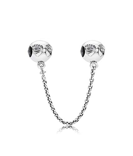 Cadena de seguridad de plata de ley con mariposa brillante para pulseras