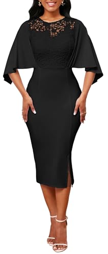 MOJICK Vintage Dress for Women Elegant Bodycon Short Sleeve Party Club Cocktail Pencil Dresses