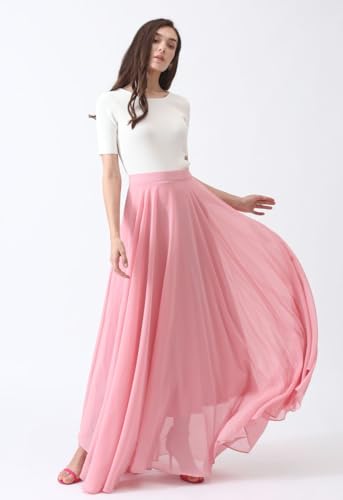 Image of Women's Full Length Georgette Long Skirt- Lehenga with 8 Meters Maxi Flare