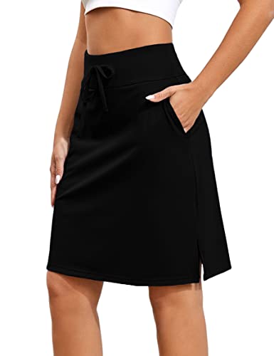 Women's Knee Length Tennis Skort Skirts Drawstring Athletic Modest Golf Skirt With Pockets #TOP7