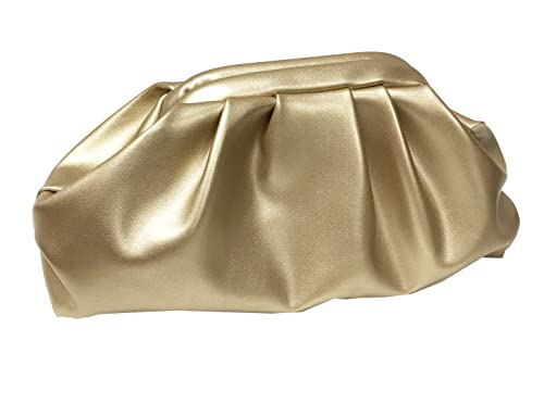 Image of Women Cloud Bag Slouchy Clutch Ruched Purse Evening Handbag with Chain Shoulder Bag for Wedding Party Prom