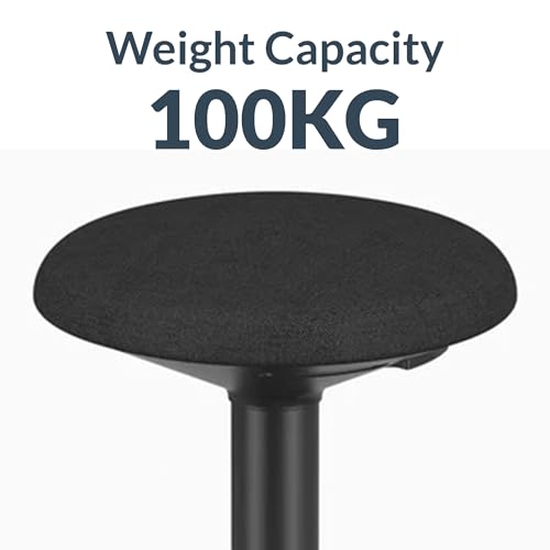 Image of Desky Motion Sit Stand Stool - Adjustable Height Active Perch Stool with Weighted Base & Wobble Tilt, Ergonomic Standing Desk Chair (Black)