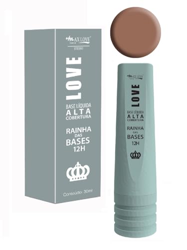 Base Líquida Max Love Alta Cobertura - Efeito Matte, Longa Duração 12 Horas, Cor 608 - Rainha Das Bases