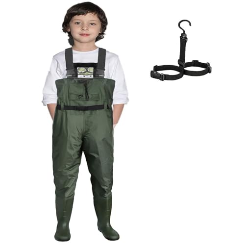 Croch Wathose für Kinder wasserdicht mit Gummi Stiefel ideale Angelhose und Watthose Kinderwathose (27, Grün) Croch Wathose für Kinder wasserdicht mit Gummi Stiefel ideale Angelhose und Watthose Kinderwathose (27, Grün)