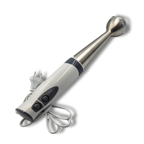 3 PAGEN® Batidora de mano de acero inoxidable, batidora eléctrica con protección contra salpicaduras, 2 niveles de velocidad, pie de mezcla extraíble, mango ergonómico, fácil limpieza, L 27,5 cm,