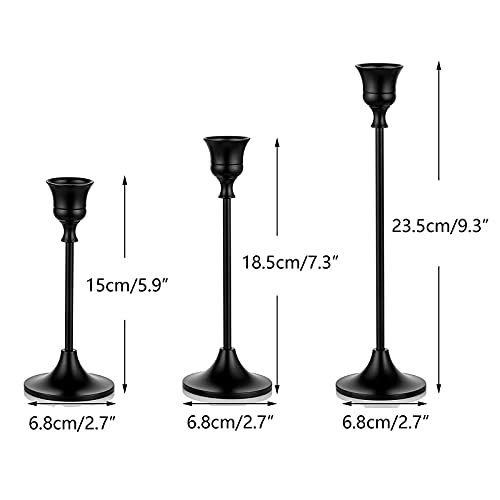 Romadedi Candlestick Holder Matte Black Candle Holder Set Of 3 Decorative Candle Holder For Taper Candle For Fireplace Mantel Dinning Table Home Decorations Black 1 Set thumb #4