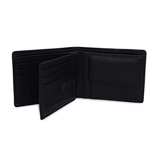 Image of KARA Black Men's Genuine Leather Wallet - Color Stitch Style Leather Wallet for Men with 6 Card Holder Slot