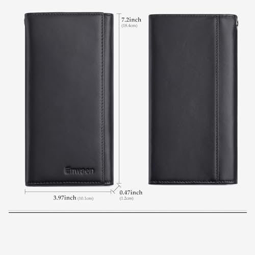 Trifold Long Wallet for Men, Rfid Genuine Leather Wallet for Checkbook and Credit Cards3