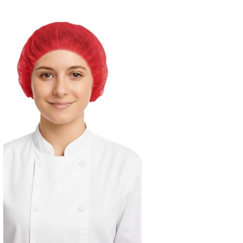 Disposable Hair Nets Mob Caps Red 1000pcs Bulk Premium Hair Covers with Double Elastic Lightweight and Breathable Hygiene Caps Ideal for Kitchen Catering Food Handling and Medical Safety Use.