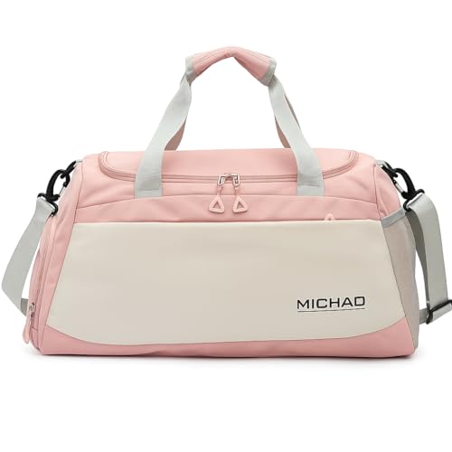 Bolsa Mala de Mao para Viagem Academia Feminina e Masculina Alça Transversal, Resistente, Espaçosa (Rosa)