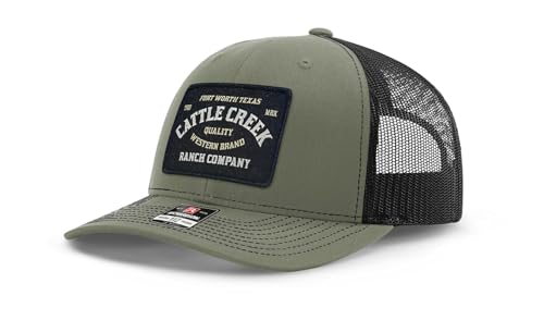 Cattle Creek Ranch Richardson 112 Trucker Hat - Premium Adjustable Snapback Hat-OSFM-Loden/Black