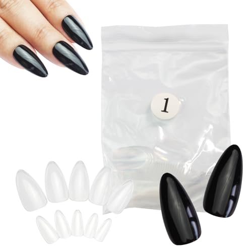 ネイルチップ クリア サイズ別販売【 アーモンド 1袋 50枚 】 ネイルマップ アーモンド ポイント フルカバー プレーン 練習用 サンプル 付け爪 カラーチャート (#1(幅15mm 長26mm))