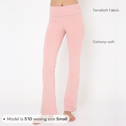 Image of Terractive Cuddle Flares for Women | TerraSoft Ultra Soft, Super Stretchy & Sweat-Wicking Flare Pants | High-Waist Tummy Tuck Workout & Lounge Pants