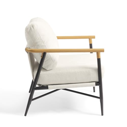 Sillón Chenille Beige con Estructura de Metal miniatura 7
