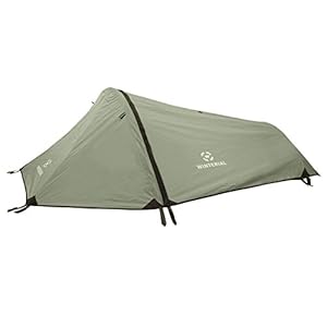 Winterial Single Person Personal Bivy Tent – Lightweight One Person Tent with Rainfly, 2lbs 9oz, Stakes, Poles and Guylines Included, Backpacking and Hiking Bivy Tent (Olive Green & Orange)