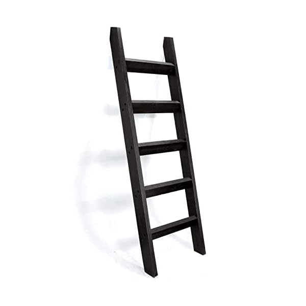 Hallops Blanket Ladder 5 ft | Premium Wood Rustic Ladder Shelf | Ladder Shelf for Quilt | Rustic Farmhouse Decor | Vintange Wooden Ladder Shelf (Thick, Black) Hallops Blanket Ladder 5 ft | Premium Wood Rustic Ladder Shelf | Ladder Shelf for Quilt | Rustic Farmhouse Decor | Vintange Wooden Ladder Shelf (Thick, Black)