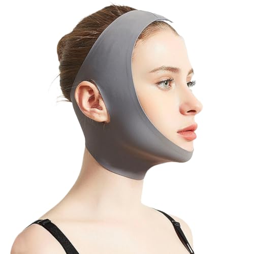 ZKGYUS V Line Lifting Mask,Faja facial lifting,Se puede llevar en casa durante el día o dormir por la noche,gris