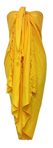 Genesis Imports Sarong Wrap from Bali Your Choice of Design Beach Cover Up (Yellow Plus Size)