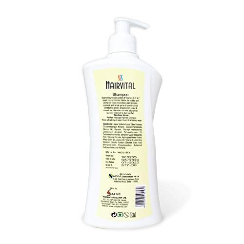 Image of Hairvital Triple Action Shampoo 500 ml (Pack of 6) | Anti Hair Fall Shampoo for Men & Women | With Aloe Vera, Wheat Germ Oil & Vitamins | Nourishing, Cleansing & Revitalizing for Dry & Weak Hair