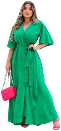 vestido envelope longo plus size