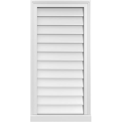 Ekena Millwork GVPVE18X3603SN Rejilla vertical de montaje en superficie a dos aguas, ancho x 2 pulgadas de alto, marco de umbral de molde de ladrillo, 18 pulgadas 36 pulgadas de alto, PVC