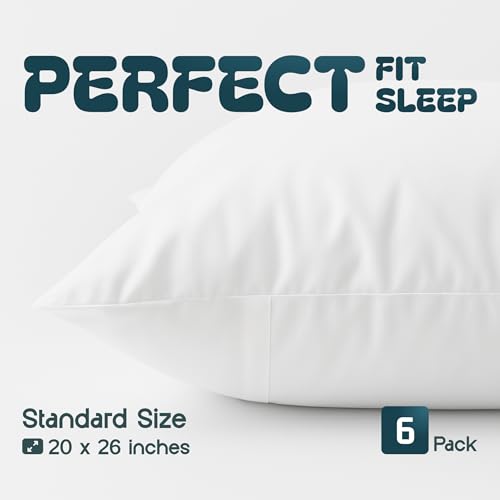 Image of White Classic Zippered Style Pillow case Cover - Luxury Collection 200 Thread Count, Soft Quiet Zippered Pillow Protectors, Standard Size, 6 Pack