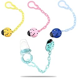 Chupa Chupete BSITSSS 4 Piezas Chup_etero, Cadena Chu_pete Chupe_tero Personalizado, Cadena Chup_ete para Niños y Niñas, Colour Essence, Plástico con Cadena de plástico(Rojo, Amarillo, Azul, Verde)