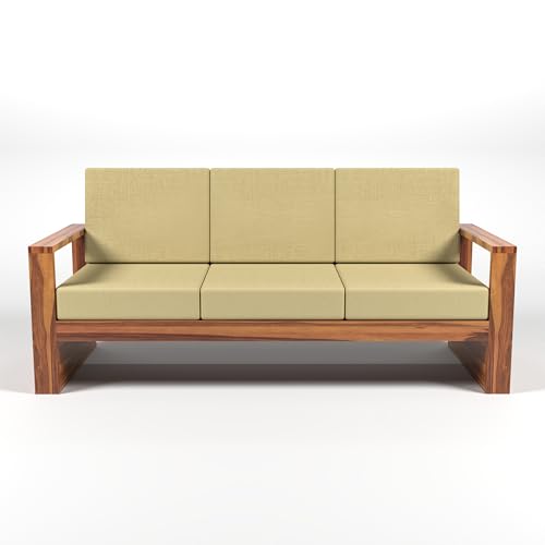 Image of Solid Sheesham Wood 5 Seater Sofa Set (3+2) - Elegant Wooden Sofa Set for Your Stylish Living Room & Home (Design 14)