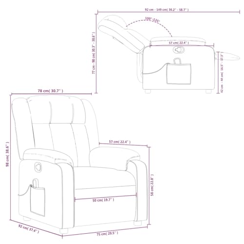 vidaXL Massagesessel, Sessel Verstellbare Rückenlehne Fußteil, Fernsehsessel Relaxsessel mit Liegefunktion, Liegesessel Polstersessel Ruhesessel, Schwarz Stoff – Bild 4
