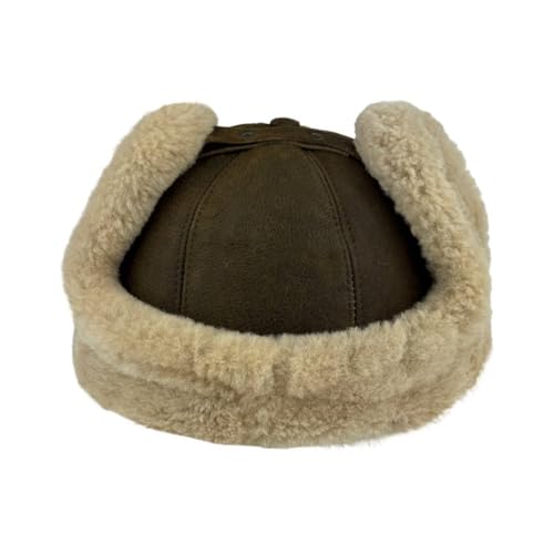 Image of Leather Aviator Russian Ushanka Trapper Shearling Sheepskin Fur Ear Flap Waterproof Winter Hat