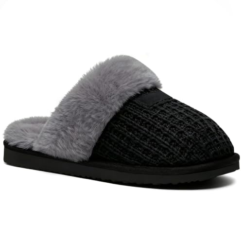 Image of Litfun Fuzzy Memory Foam Slippers for Women Indoor Outdoor House Shoes