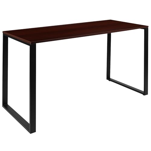 Flash Furniture Modern Commercial Grade Desk Industrial Style Computer Desk Sturdy Home Office Desk - 55' Length (Mahogany)