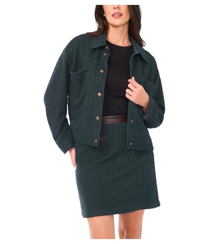 Vince Camuto, Womens, Wide Sleeve Cropped Crew Neck Jacket, Forest Night, Small