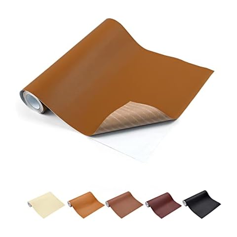 Enjoy Myself Leather Repair Patch Kit, 12 x 118 inch Self-Adhesive Leather Refinisher Cuttable Sofa Repair Tape for Furniture Couch Chair Car Seat (12x118 inch, Light Brown) Cover