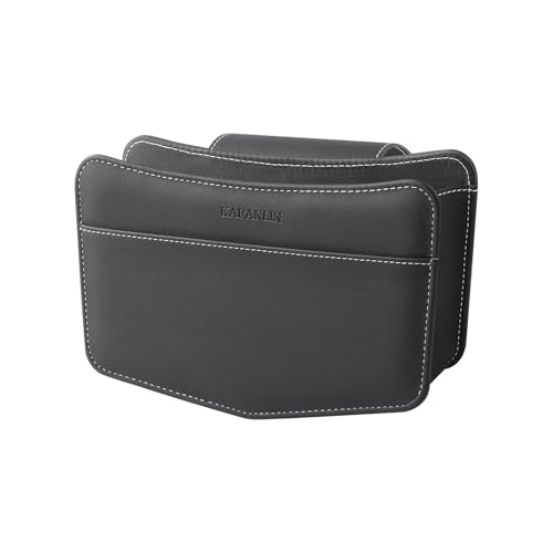 Image of Car Trash Can Small Leather Vehicle Trash Bin Car Dustbin Garbage Organizer Holder with Trash Bag Foldable Mini Cars Storage Bag Container for Auto SUV Van Trucks (Black,Hanging Hook)