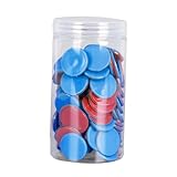 B Baosity 100 Pieces Math Counters for Kids Two Color Counters with Storage Bucket Bingo Chip Learning Counters for Party Children, Red Blue, 25mm