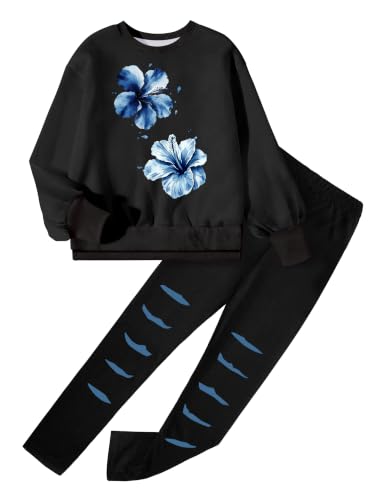 Image of Girls Clothes, Girls Outfits Tie Dye Sweatshirt Tops and Leggings Sweatpants 2 Piece Fall Winter Clothes Set 6-16T