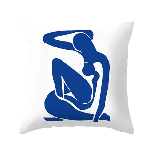 Taie d'oreiller 50x50cm abstrait bleu géométrique style de luxe 2Pcs