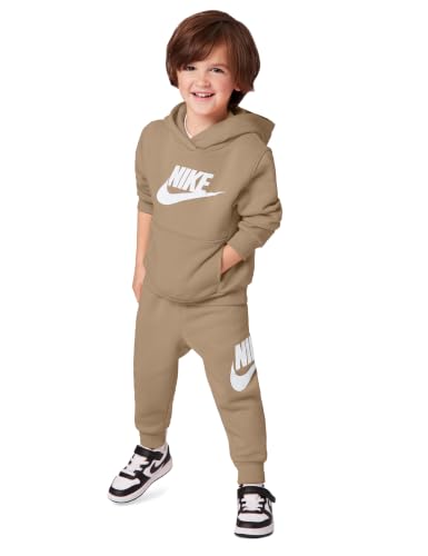 Image of Nike Baby Sportswear Club Fleece Pullover Hoodie and Joggers 2-Piece Outfit Set (Large Swoosh Logo)
